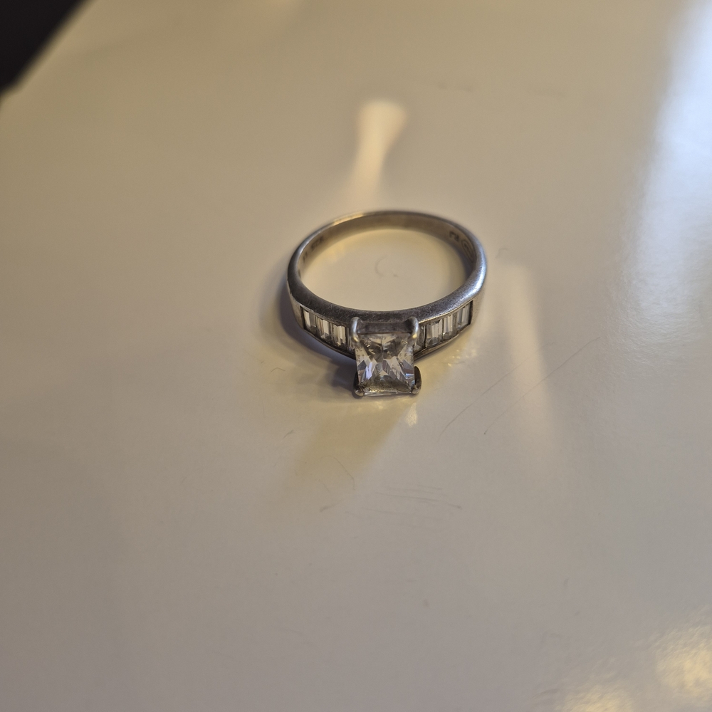 Avon Silver-Tone Princess Cut Ring with Baguette Accents - Silver